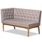 Baxton Studio Riordan Mid-Century Modern Grey Fabric and Walnut Brown Finished Wood 3-Piece Dining Nook Set 186-11355-9305-Zoro - alternate 2